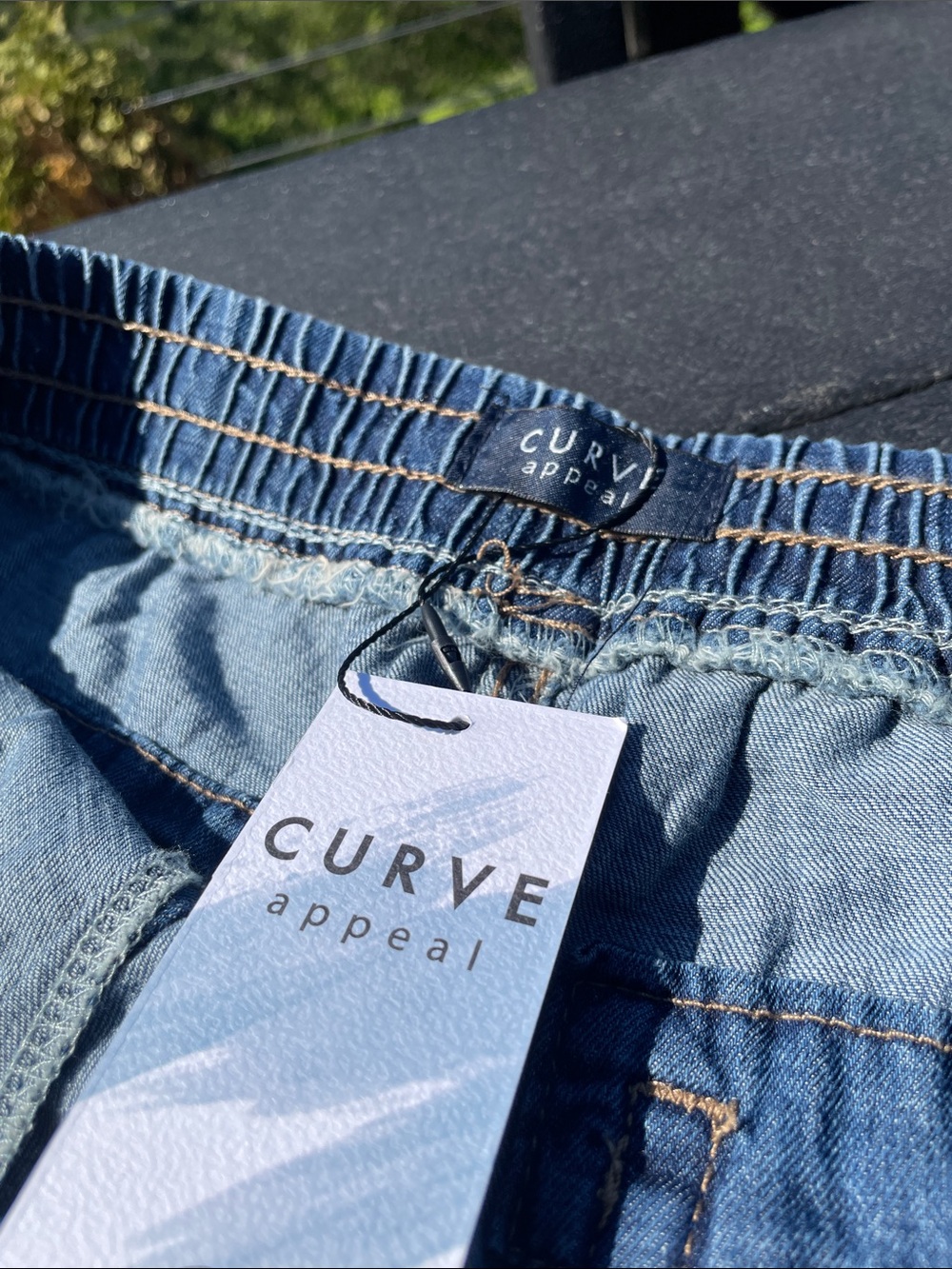 Light Blue Denim Drawstring Jean Shorts for Women - Picture 5 of 8